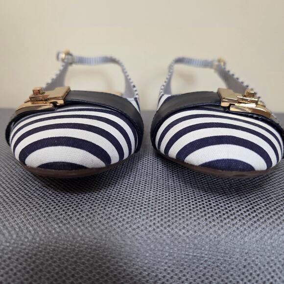 Tommy Hilfiger 8M Nautical Stripe Slingback Flat Shoed Adjustable - Picture 10 of 14